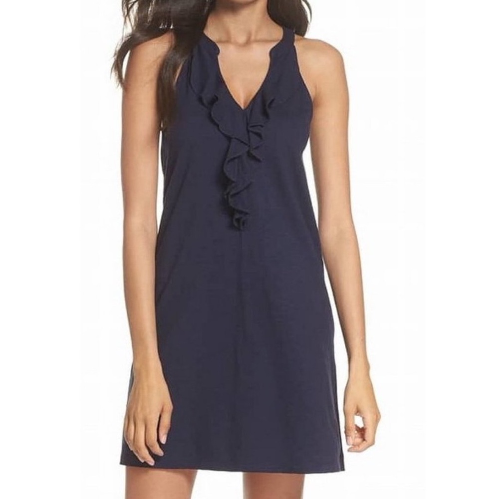 Lilly Pulitzer Shay Navy Blue Ruffle Dress